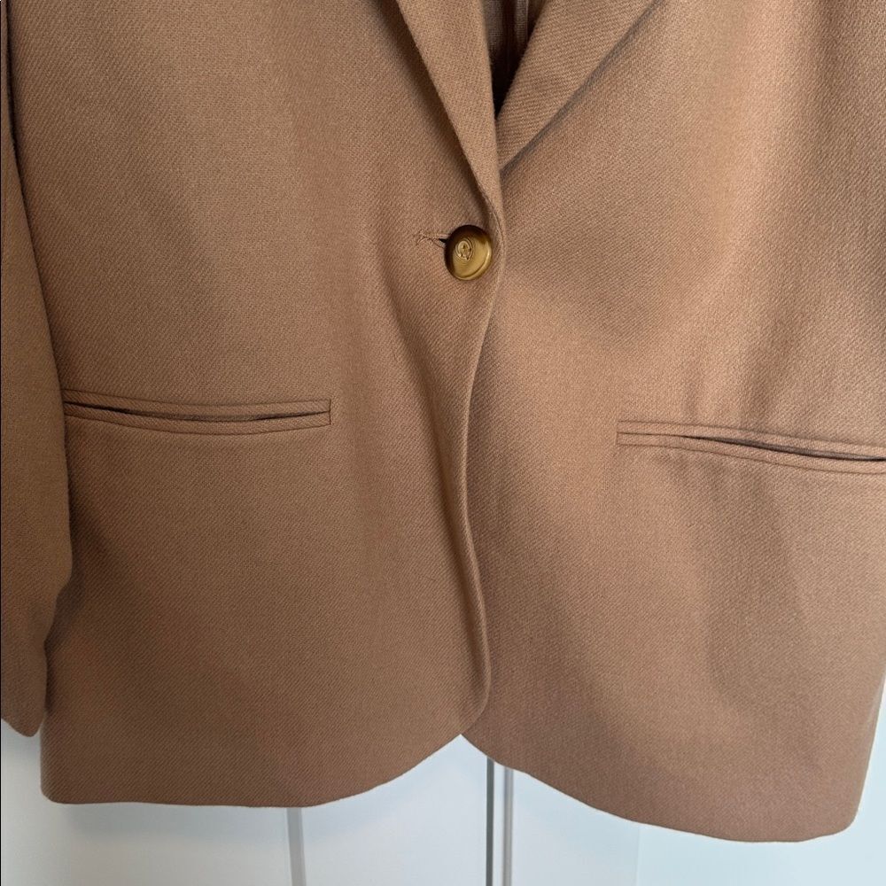 Sag Harbor Vintage Women’s Tan 100% Pure New Virgin Wool Blazer Jacket Size 16 - Picture 7 of 12